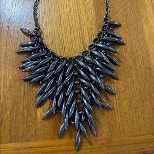 Express Bib Beaded Necklace in Grey